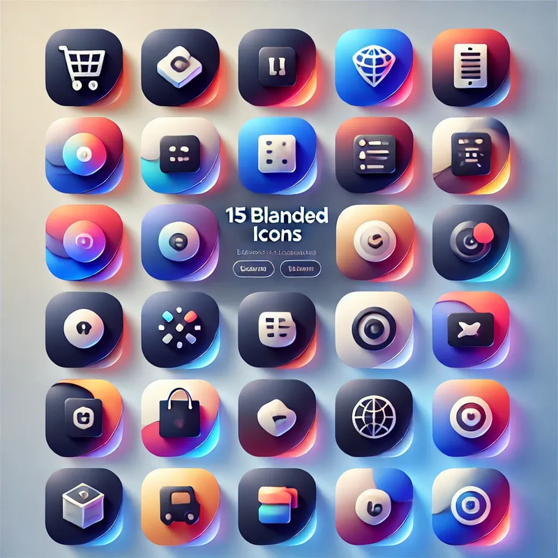 15 Blended Icons - Versatile Mixed-Style Icon Set for Designers and Creators