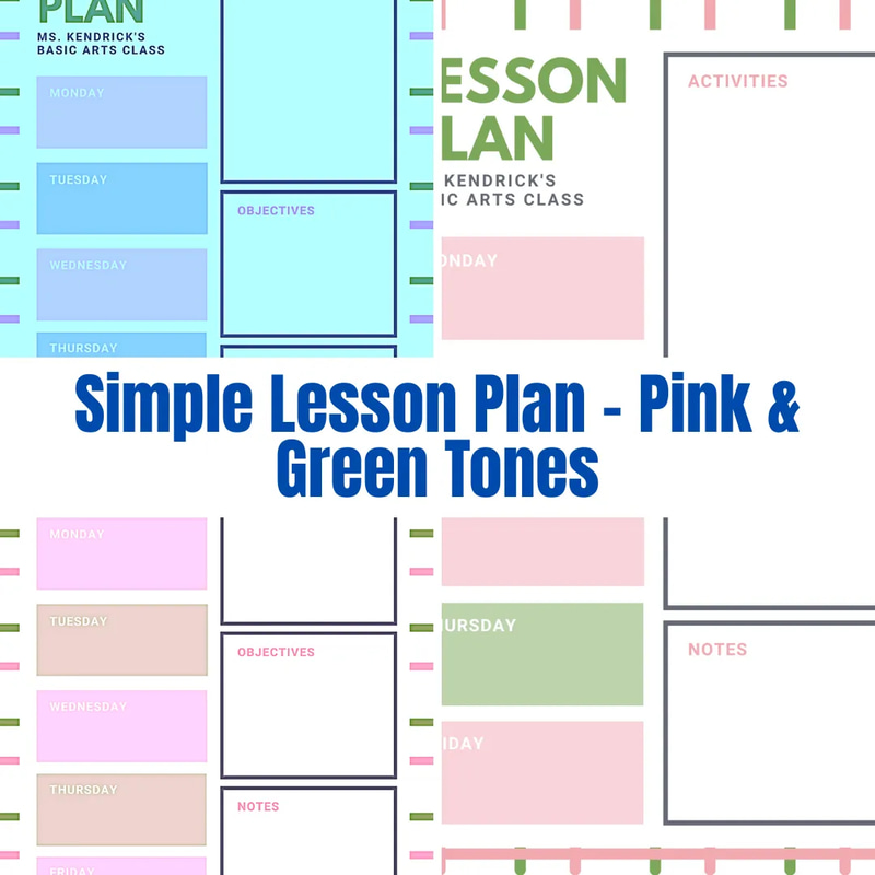 Simple Lesson Plan - Pink & Green Tones - Clean Educational Template for Streamlined Course Planning and Engaging Training Sessions