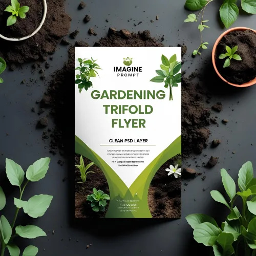Gardening Trifold Flyer - Clean PSD Layout - Professional Marketing Template for Garden Brands and Promotions