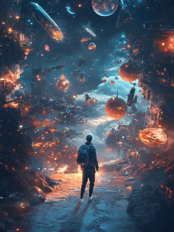 Traveler Lost in the Timeless Void - Digital Illustration - Sci-Fi Cosmic Art for Futuristic Storytelling and Concept Design