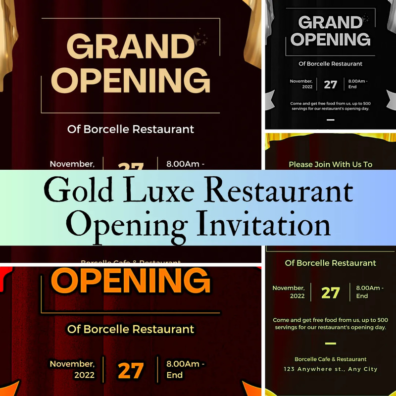 Gold Luxe Restaurant Opening Invitation - Elegant Commercial Invitation Template for Business & Event Announcements