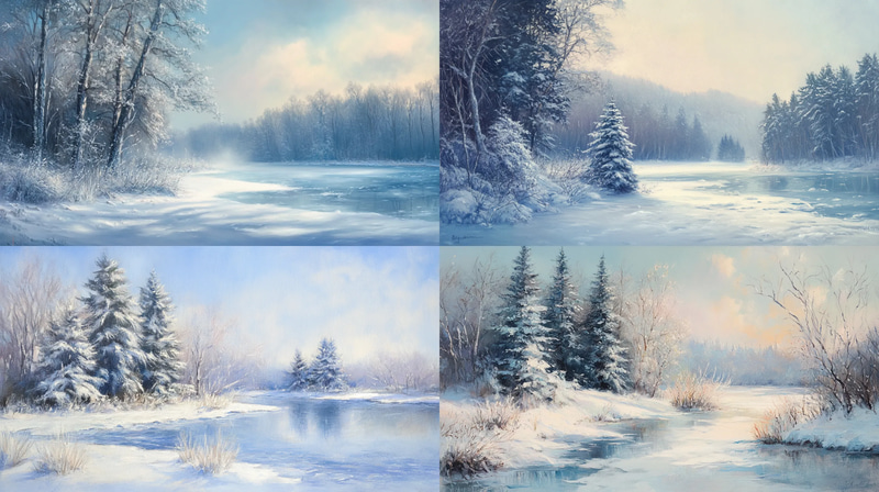 Peaceful Winter Landscape Pastel Art - Serene Pastel Painting for Classic Art Lovers and Cozy Home Decor