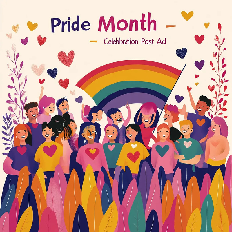 Pride Month Celebration Social Post Ad - Vibrant Multi-Platform Social Media Ad Templates for Inclusive Campaigns