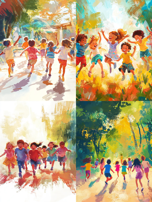 Children Playing - Joyful Figurative Wall Art for Uplifting Home and Creative Spaces