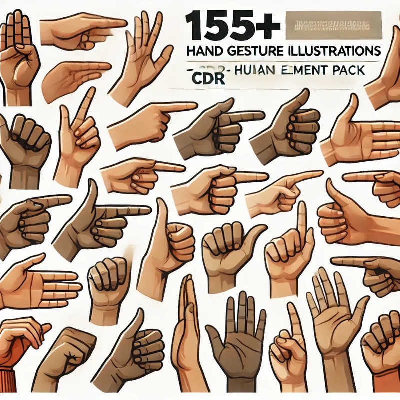 155+ Hand Gesture Vector Illustrations - Human Element Pack - Versatile Vector Art for Creative Design and Branding Projects