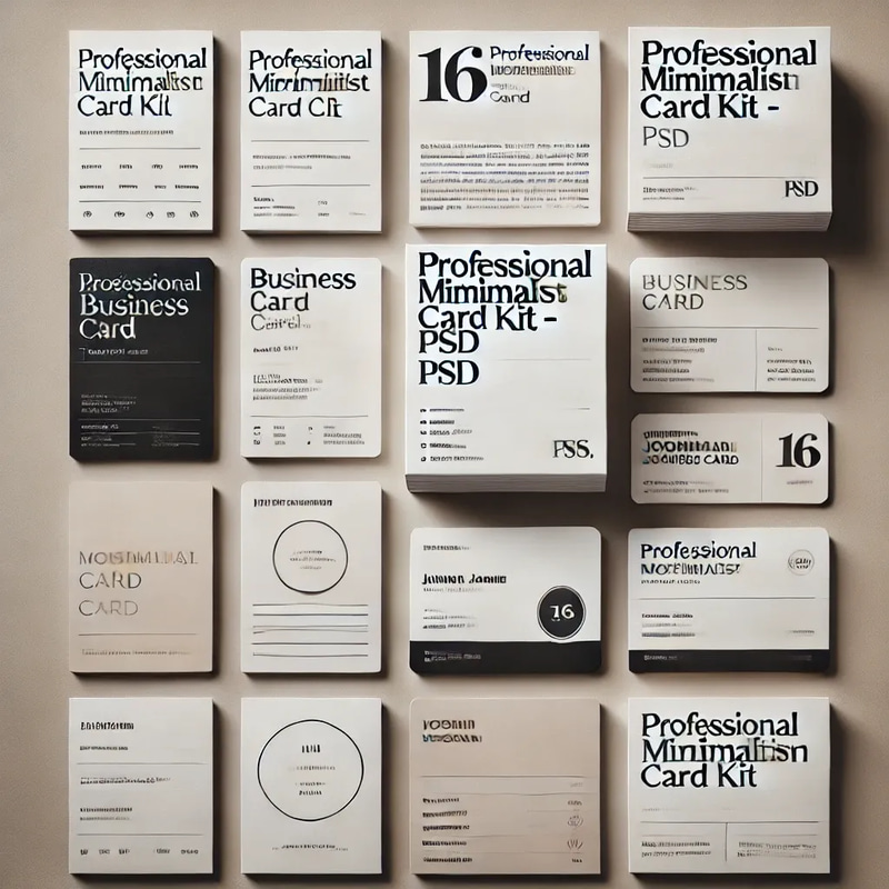 16 Professional Minimalist Card Kit PSD - Sleek Business Card Templates for Corporate and Creative Branding