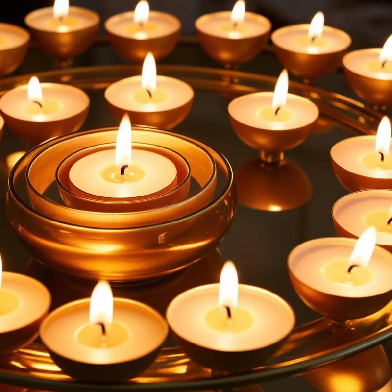 Rotating Candles Decoration - Cinematic Festive Stock Video for Celebrations and Event Highlights