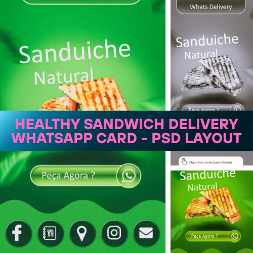 Healthy Sandwich Delivery WhatsApp Card - PSD Layout - Clean Business Card Templates for Professional Branding and Quick Client Engagement