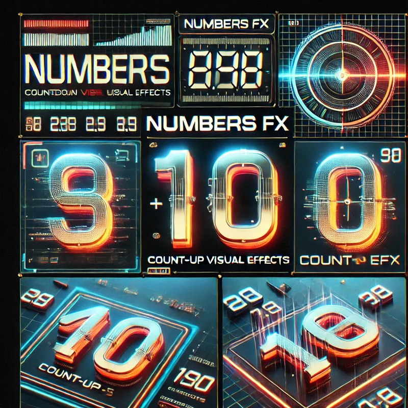 Numbers FX - 100 Count-Up Visual Effects - Dynamic Video Transitions and Countdown Animations for Filmmakers and Content Creators