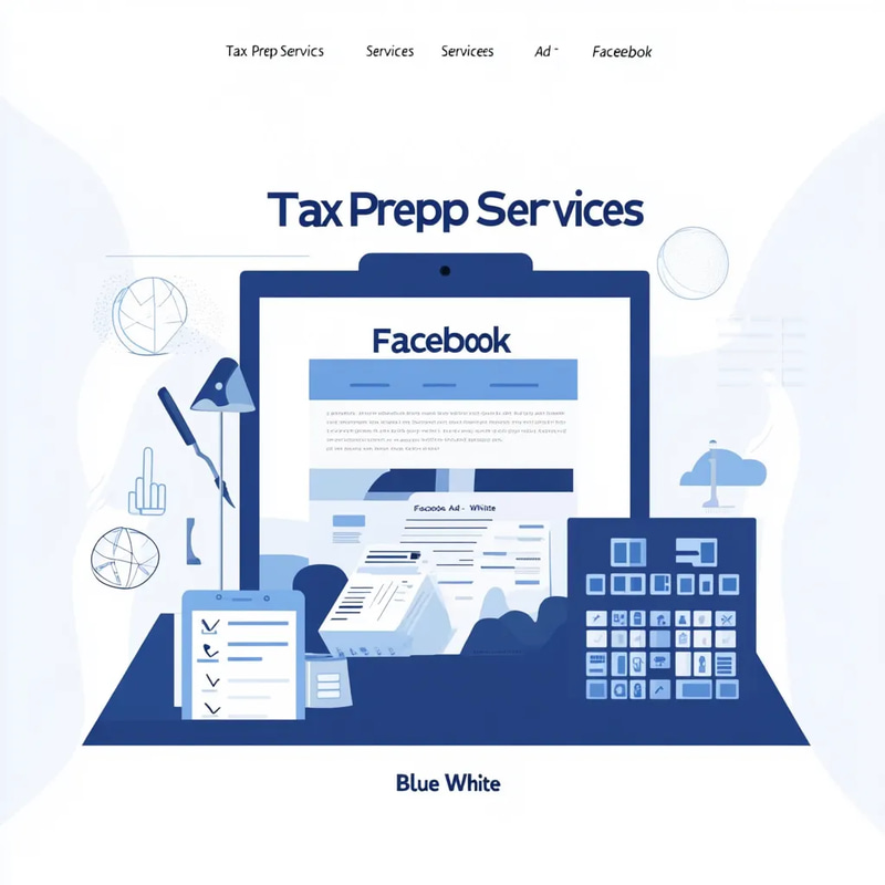 Tax Prep Services Facebook Ad Blue White - Modern Social Media Template for Tax Professionals and Agencies