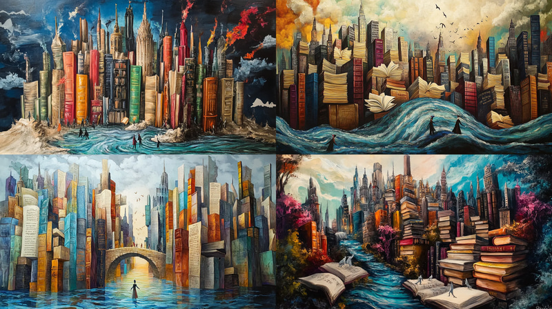 Cityscape with Melting Buildings Art - Surrealist Heritage Brushworks for Unique Wall Decor and Creative Spaces