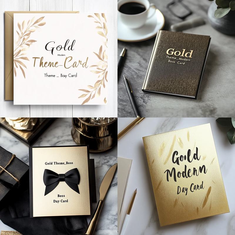 Gold Theme Modern Boss Day Card - Elegant Leadership Appreciation Greeting for Professional Success Recognition