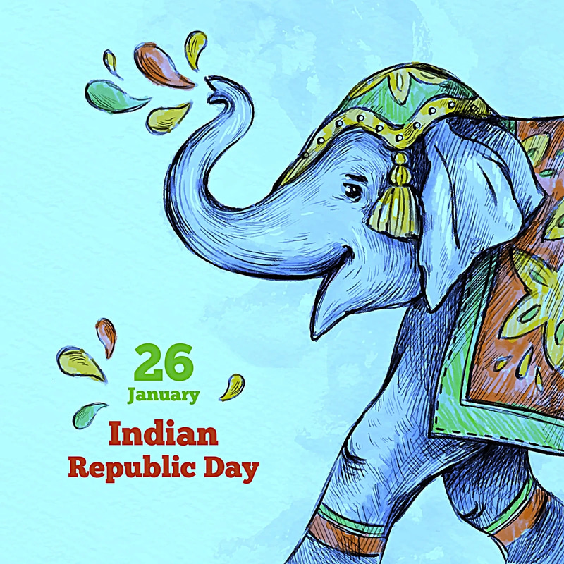 Republic Day Poster - Hand-Drawn Indian Celebration Artwork - Vibrant Festive Design for Cultural Events and Community Engagement