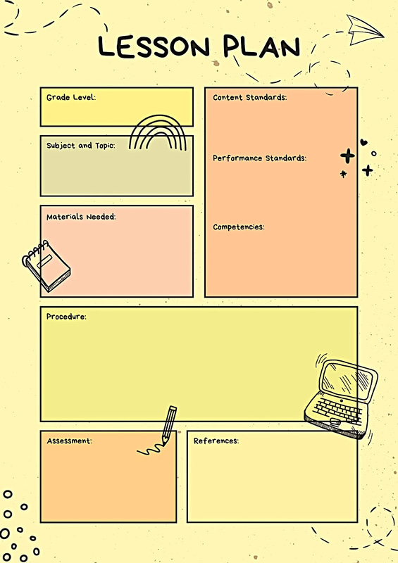 Colorful Doodle Themed Lesson Plan - Vibrant Educational Templates for Engaging Course Materials and Training Sessions