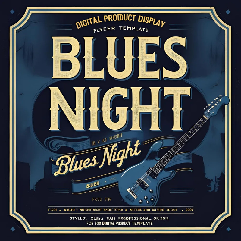 Blues Night Flyer Template - Vintage Music Night Design - Classic Promotional Template for Musicians & Event Marketers