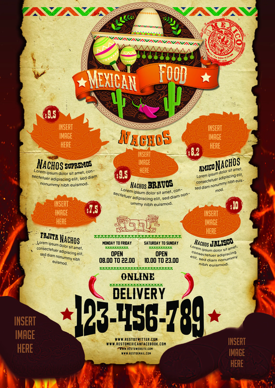 Mexican Restaurant Menu PSD Design - Premium Editable Menu Template for Restaurants and Food Businesses