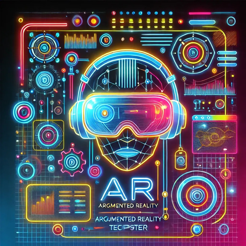 Neon AR Augmented Reality Tech Poster - Futuristic Neon Tech Wall Art for Innovators and Digital Spaces