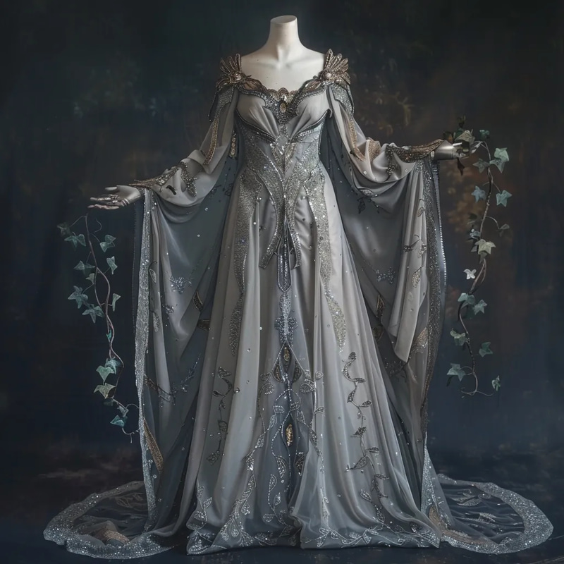 Moonthread Sovereignty - Elven Regalia Concept - Elegant Fantasy Costume Art for Creators and Storytellers