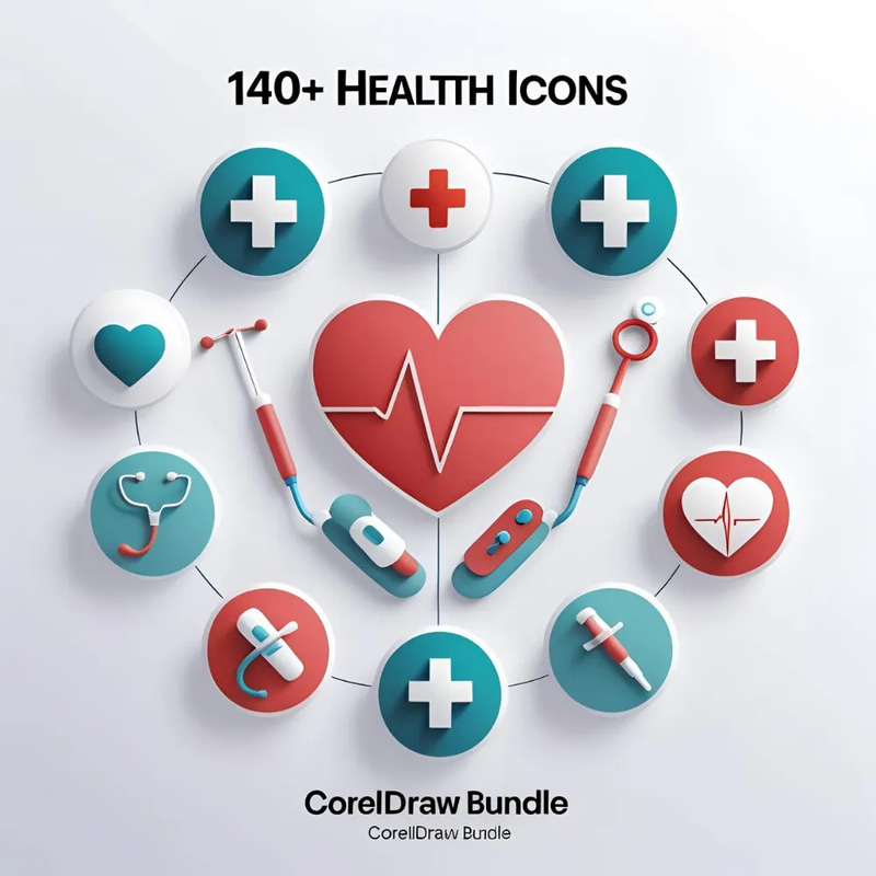 140+ Health Icons - CorelDRAW Bundle - Clean PixelGlyph Lab Icons for Medical and Wellness Projects