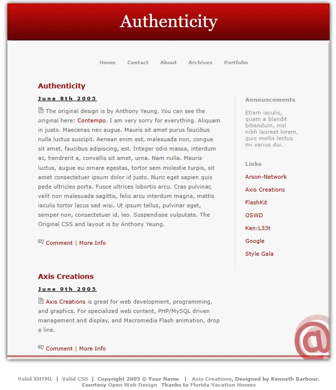 Authenticity Classic Clean Web Style Template - Timeless CSS Website Theme for Professional and Elegant Online Presence