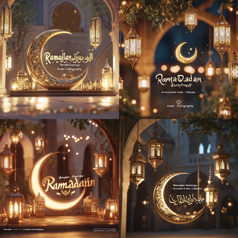 Ramadan Greetings - Animated Arabic Calligraphy - Elegant Motion Typography for Cultural and Festive Video Projects 2025-2026