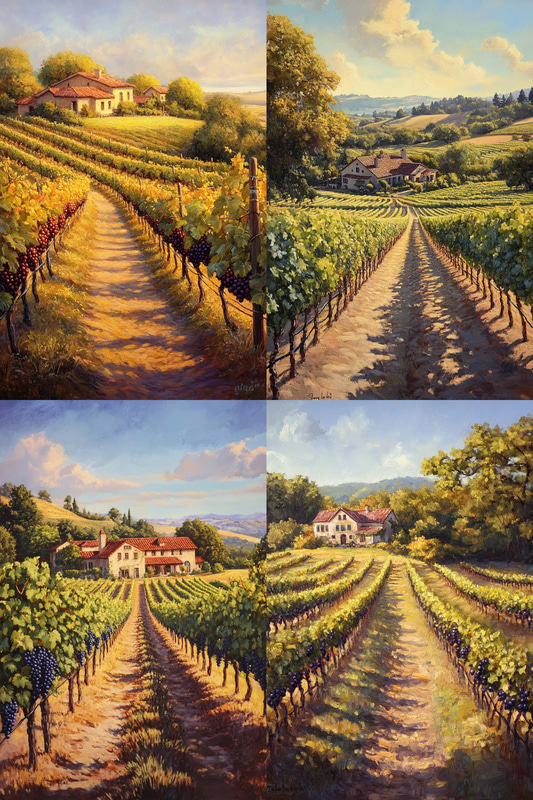 Vineyard Landscape - Serene Rural Landscape Art for Nature Lovers and Home Decor Enthusiasts