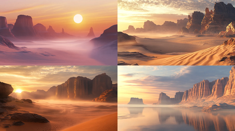 Desert Dawn Scene - Serene Landscape Art for Ambient Spaces and Creative Projects 2025-2026