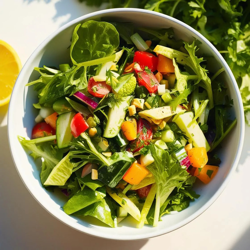 Fresh Garden Bowl Vegetarian Salad Mix - Cinematic Stock Food Video for Creative Content and Marketing