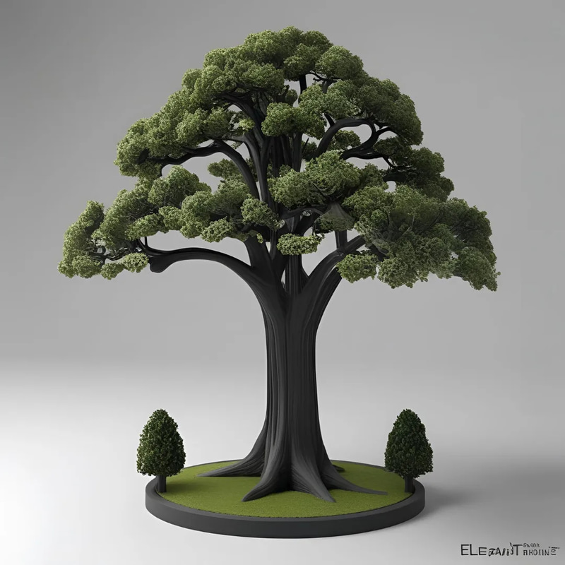 Elegant Mansion with Tree - Detailed 3D Printing Model for Architectural and Creative Projects
