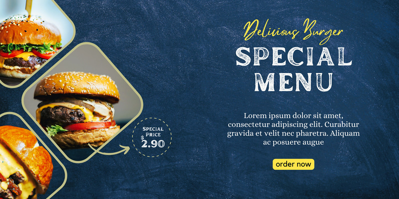 Food Menu Banner - Minimalist Special Offer - Sleek Editable Marketing Banner Template for Food Brands and Promotions 2025