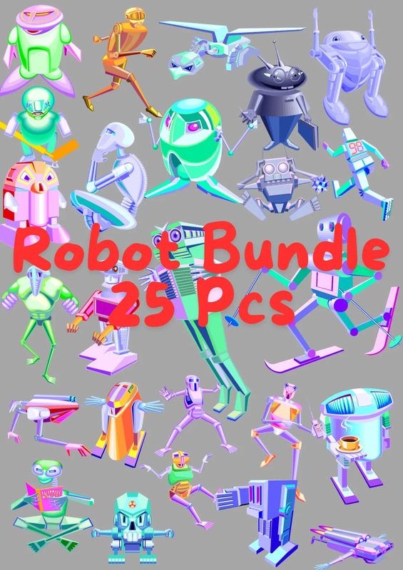 25+ Robot Illustrations High-Tech Bundle - Futuristic Technology Clipart for Designers & Creative Projects 2025-2026