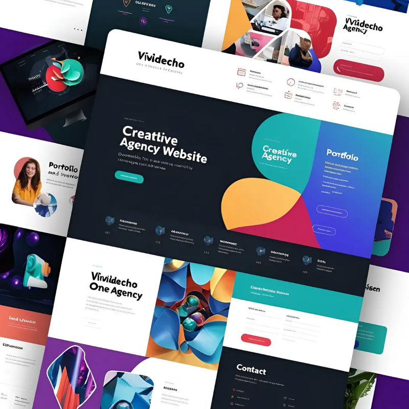 VividEcho Creative One Page Agency - Vibrant Landing Page Template for Modern Web Design Projects