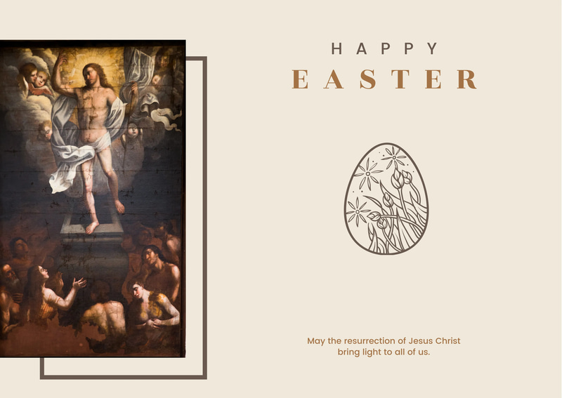 Brown Minimalist Happy Easter Card - Elegant Seasonal Invitation Design for Personal and Business Use