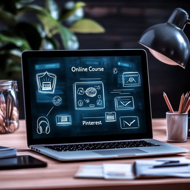 Online Course Promo Pinterest Pin - Trendy Social Media Template for Engaging Educational Campaigns