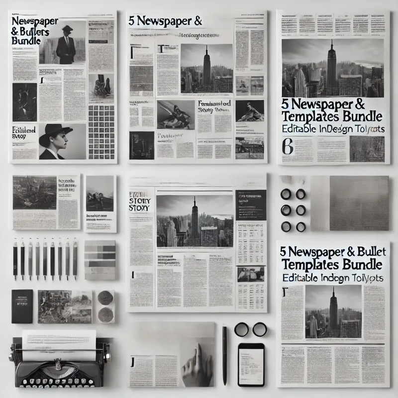 5 Newspaper & Bulletin Templates Bundle - Editable InDesign Layouts for Professional Print and Digital Publications