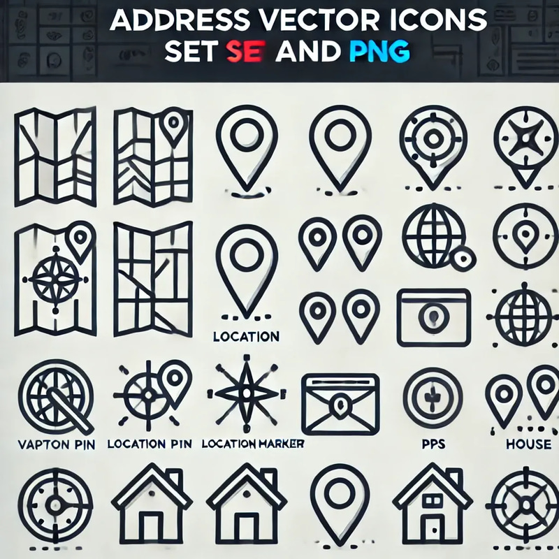 Address Vector Icons Set and PNG - Clean Business Icons for Professional CVs and Resume Designs