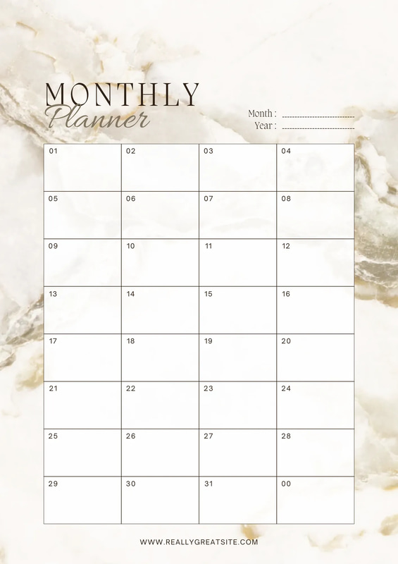 Marble Elegance Printable Monthly - Sophisticated Marble-Themed Monthly Planners for Organized Living and Productivity