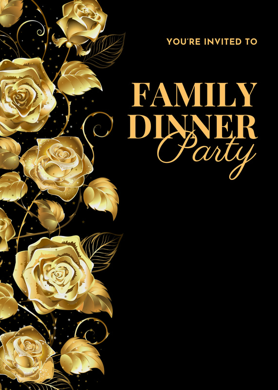 Gold Minimalist Family Dinner Party Invitation - Elegant Food-Themed Invitation for Warm Gatherings and Special Occasions