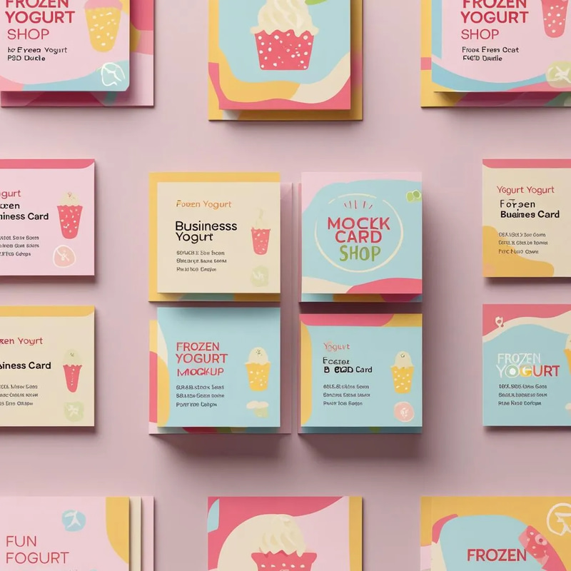 Frozen Yogurt Shop Business Card Set - PSD Bundle - Sleek Commercial Business Card Templates for Professional Branding