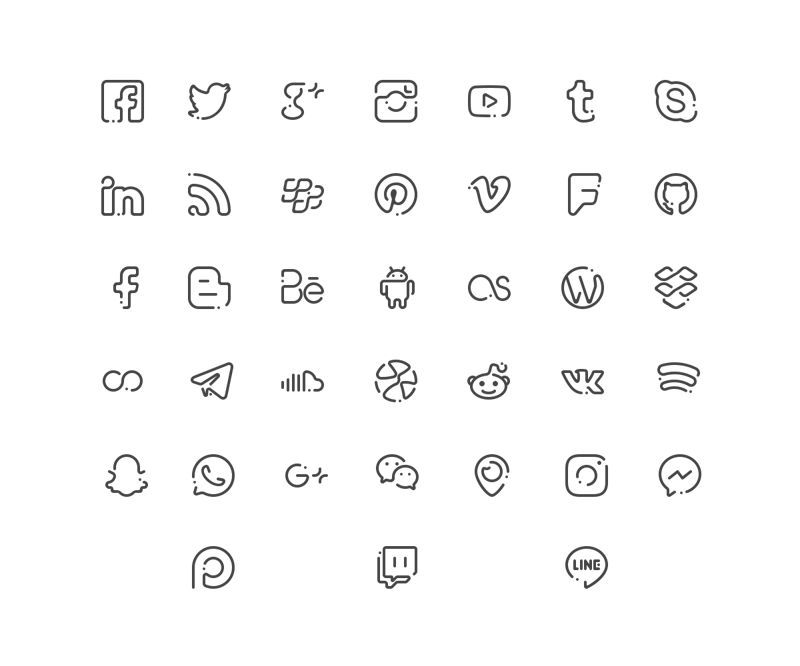 Social Icons - Insignificon Flat Pack - Modern Minimalist Social Media Symbol Set for Designers and Marketers