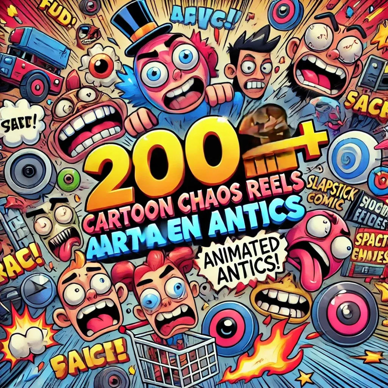 200+ Cartoon Chaos Reels - Animated Antics - Dynamic Short Videos for Entertaining Social Media & Creative Content