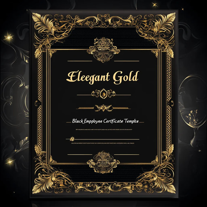 Elegant Black Gold Employee Certificate Template - Premium Award Design for Corporate Recognition and Staff Motivation 2025