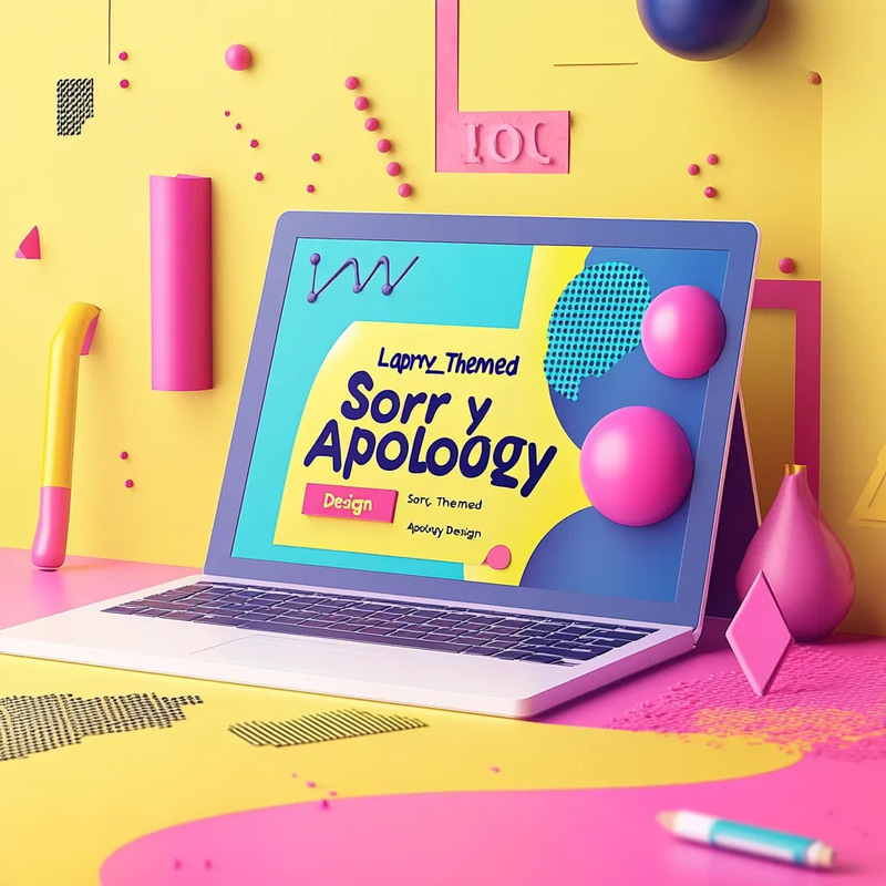 Laptop Sorry Tech-Themed Apology Design - Contemporary Digital Apology Cards for Thoughtful Personal and Business Messages