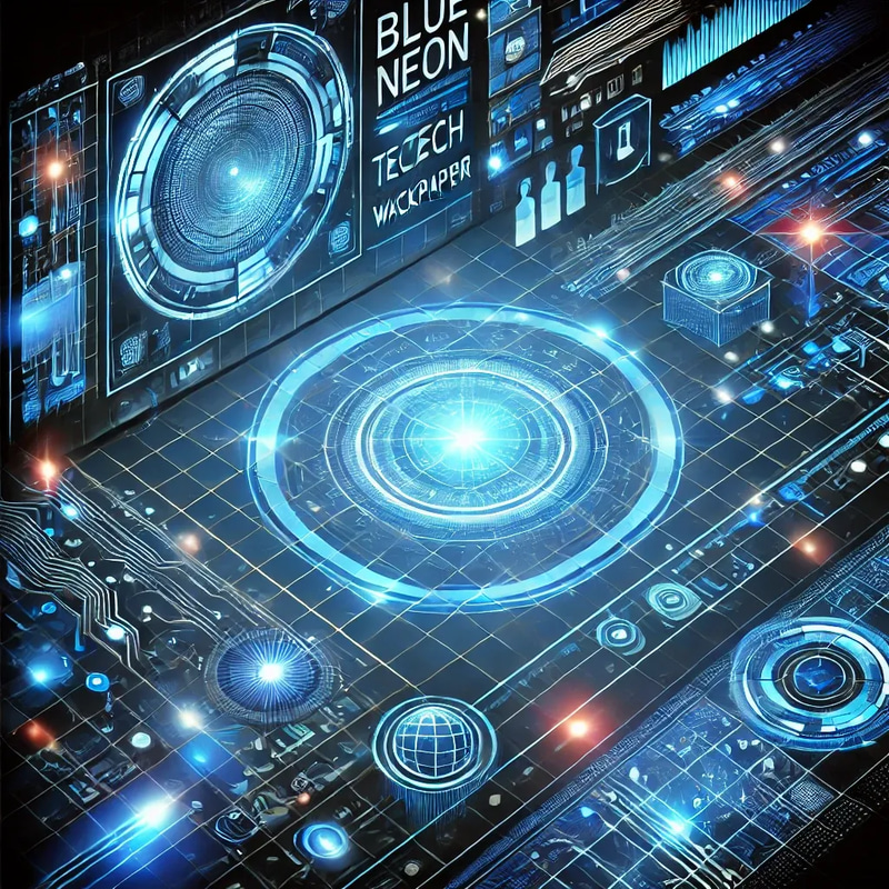 Blue Neon Tech Glow Wallpaper - Futuristic Tech Vibe for Digital and Creative Spaces