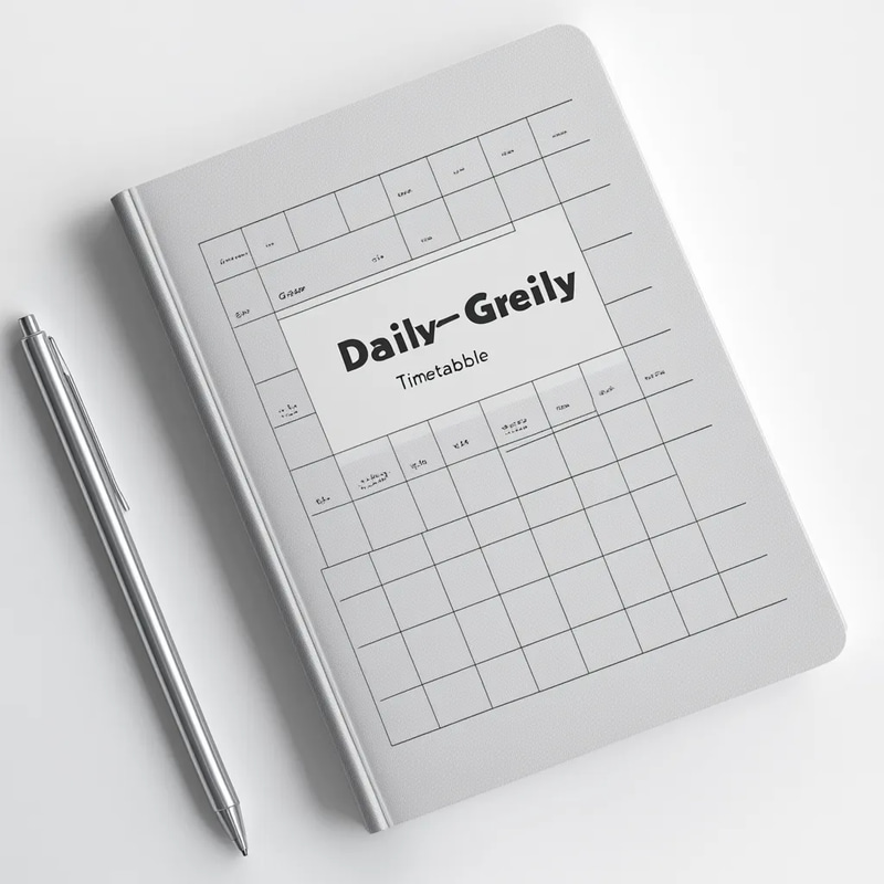 School Grid Grey Daily Timetable - Minimalist Academic Planner for Organized Study and Time Management 2025-2026