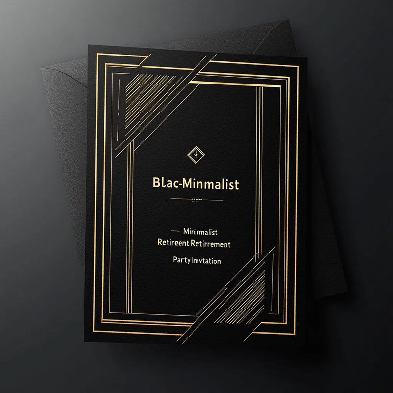 Black and Gold Minimalist Retirement Party Invitation - Elegant Studio Design for Memorable Retirement Celebrations