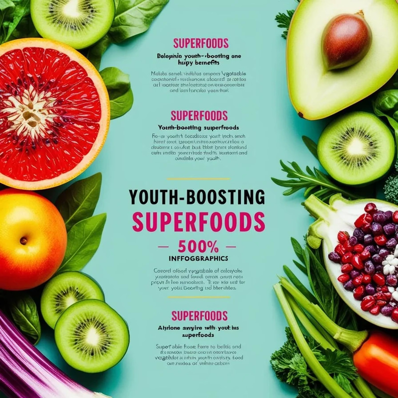 Youth Boosting Superfoods - Eat Your Way to Radiance - Chic and Nutritious Guide for Vibrant Skin and Wellness Enthusiasts