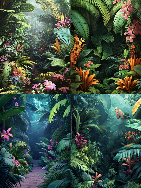 Lush Tropical Jungle - Digital Botanical Wall Art - Vibrant Nature-Inspired Decor for Home & Office Spaces