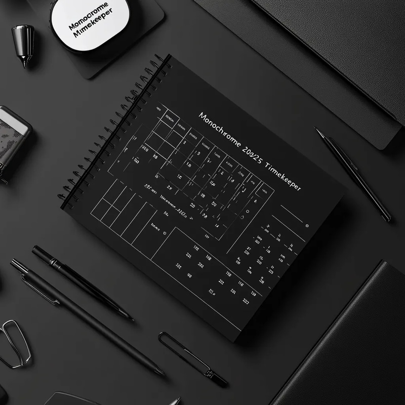 Monochrome 2025 Timekeeper - Sleek Monochrome Daily, Weekly & Monthly Planner for Organized Living and Productivity