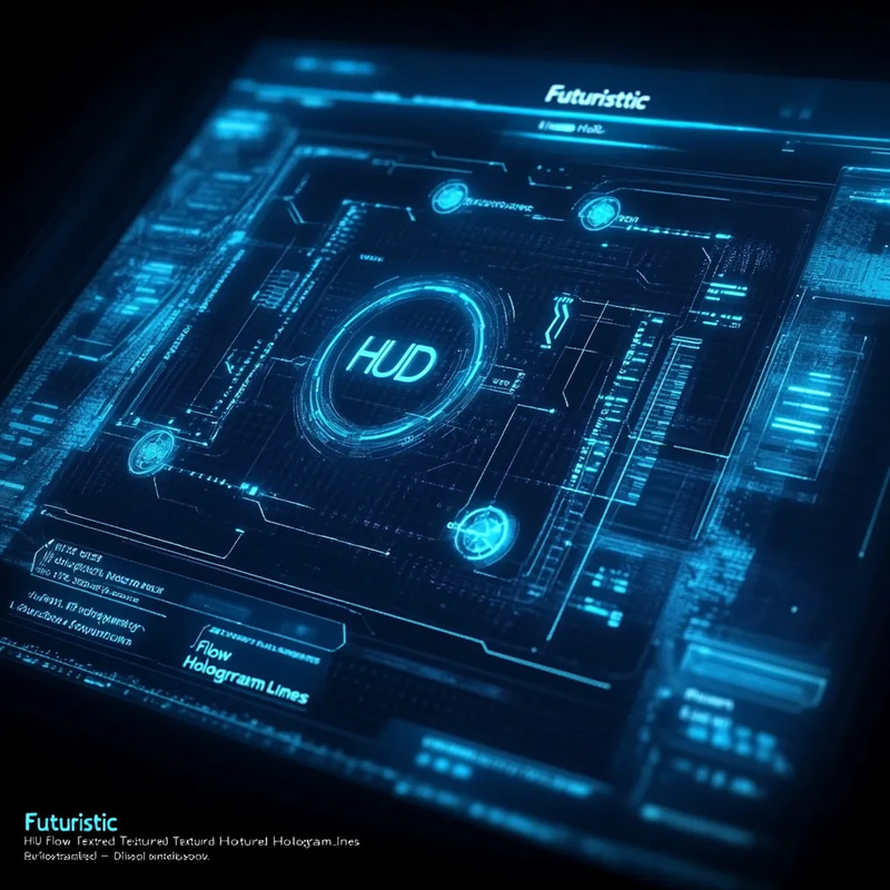 Futuristic HUD Flow - Textured Hologram Lines - Cinematic Motion Graphics Overlays for Dynamic Video Enhancement and Tech Visuals